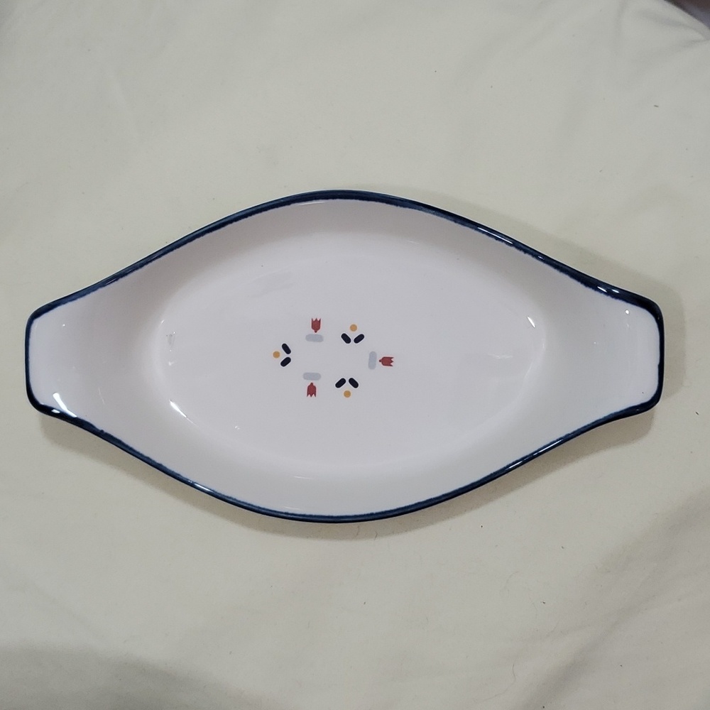 COUNTRY BORDERS#4 / JCPenny-Vintage Ceramic Au Gratin Dish-Japan-Cottagecore-EC